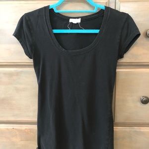 Black fitted scoop neck